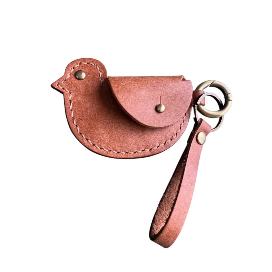 Craft Deri Anahtarlık Kuş - Taba