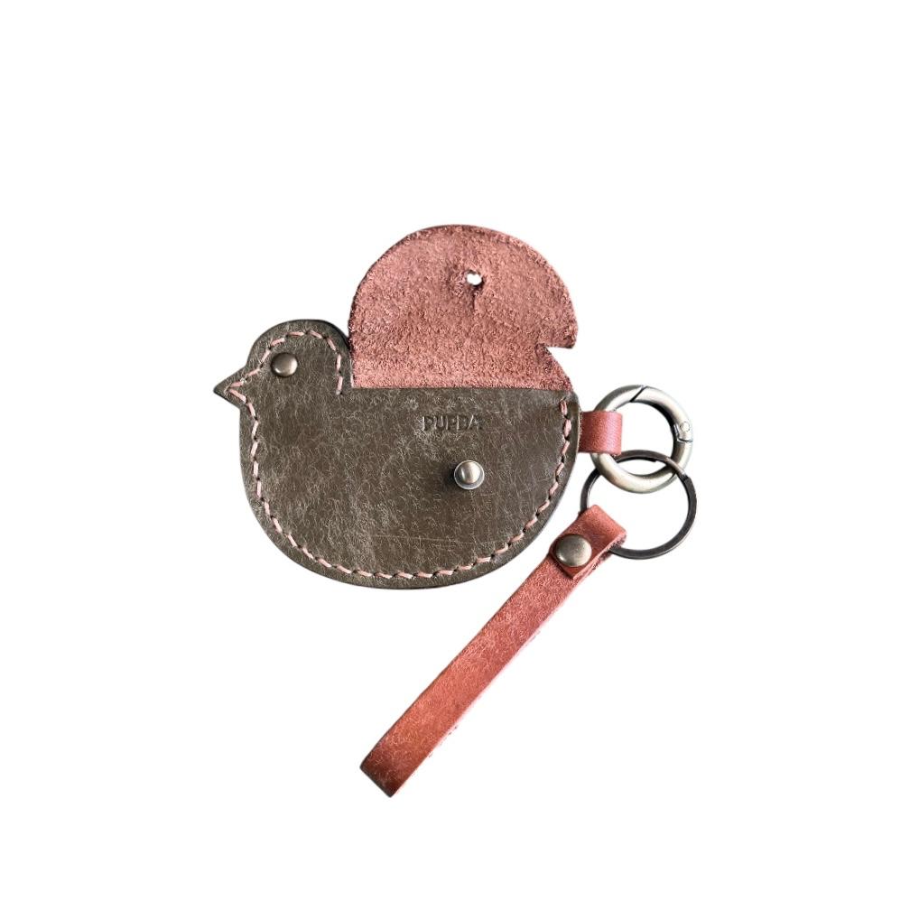 Craft Deri Anahtarlık Kuş- Yeşil/Taba