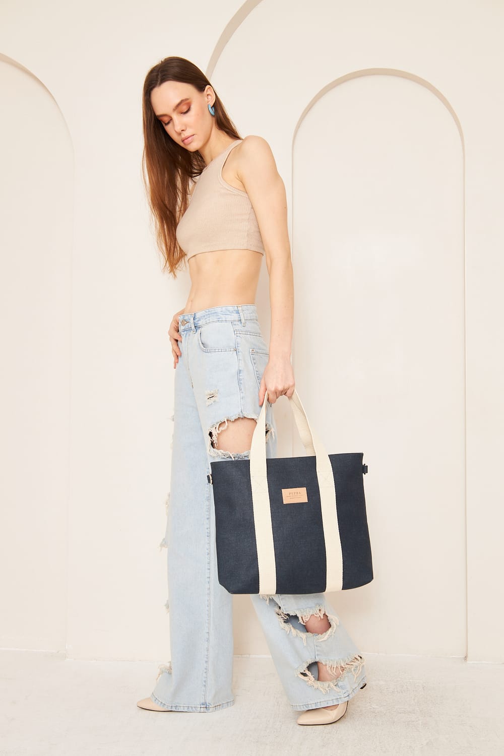 Yaga Large Tote Bag - Lacivert