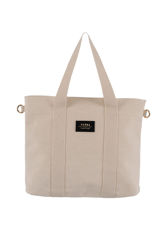 Yaga Large Tote Bag - Krem/ Altın